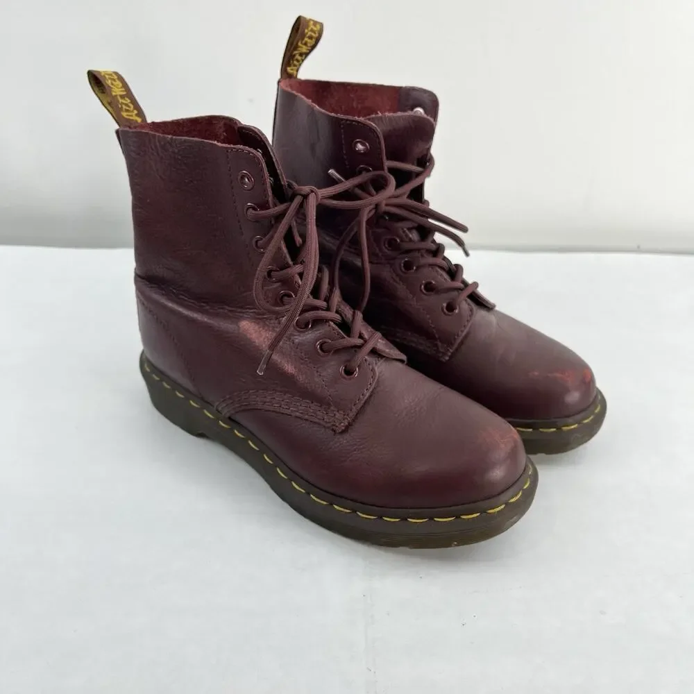 Dr Martens Burgundy Cherry Soft Leather 8 Eye Combat Boots Women’s 7 EU 38